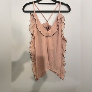 BNWT! ZARA RUFFLE TRIM ADJUSTABLE STRAP RACERBACK TANK BLOUSE - LARGE